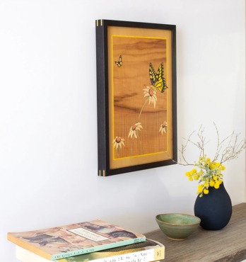 Yellow Butterfly Marquetry Artwork Image