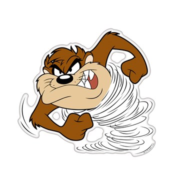 Fan Emblems Looney Tunes Domed Transparent Car Decal - Taz Tazmanian Devil Character Image