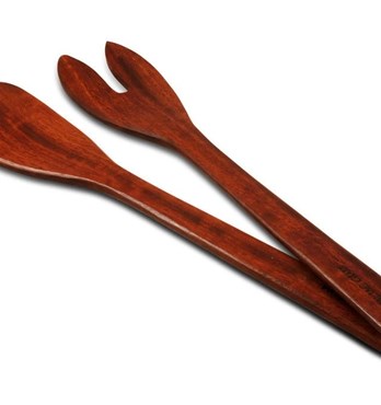 Red Hardwood Salad Servers Image