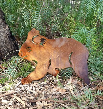 Koala Garden Stake - Australian Made Rusted Metal Garden Art Image