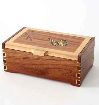 Yellow Butterfly Marquetry Box Image