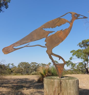 Magpie Garden Stake - Australian Made Rusted Metal Garden Art Image