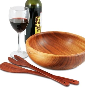 Red Hardwood Salad Servers Image
