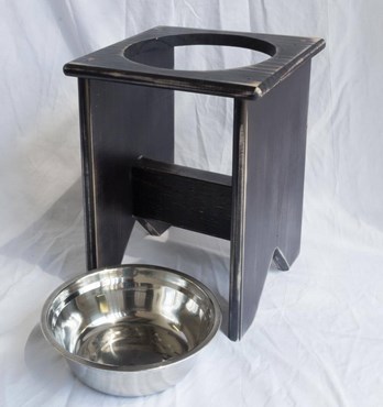 Elevated Dog Bowl Stand - Wooden - 1 Bowl - 300 mm / 12" Tall - Raised Dog Bowl for Food or Water Image