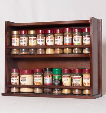 Spice Rack - Wooden - Closed Top - 2 Tiers - Timber Dowel - 36 Spice Jars Image