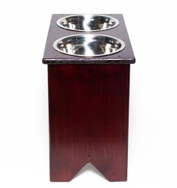 Elevated Dog Bowls Stand - Wooden - 2 Bowls - 400 mm / 16" Tall - Raised Dog Bowls for Food and Water Image
