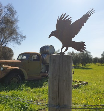 Crow Post Topper- Australian Made Rusted Metal Garden Art Image