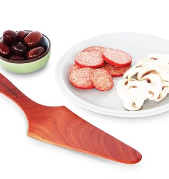 Red Hardwood Pizza Slice Image