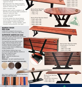 MURRAY COLLECTION is available in RRG (River Redgum) & SO (Superior Oak ) Exclusive to Harvey Norman stores, Australia wide....................................................................................................................... Image