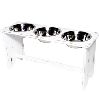 Elevated Dog Bowl Stand - Wooden - 3 Bowls - Same Size Bowls - 400 mm / 16" Tall - Raised Bowls for Kibble, Wet Food and Water Image