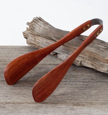 Red Hardwood Long Wooden Tongs Image