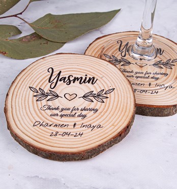 Wood Slice Wedding Favour Coasters Image