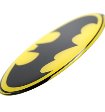 Fan Emblems Batman Domed Chrome Car Decal - 1989 Logo (Black, Yellow and Chrome) Image