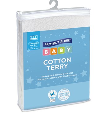 Cotton Terry Waterproof Portacot/Cradle Mattress Protector with Elastic Straps Image