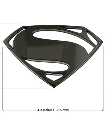 Fan Emblems Batman v Superman: Dawn of Justice 3D Car Badge - Superman Logo (Black Chrome) Image