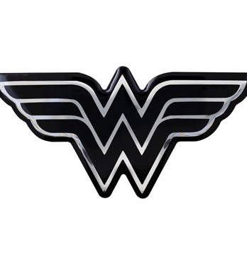 Fan Emblems Wonder Woman Domed Chrome Car Decal - Classic Logo (Black and Chrome) Image