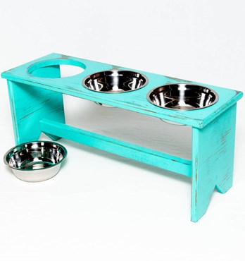 Elevated Dog Bowl Stand - Wooden - 3 Bowls - Same Size Bowls - 300 mm / 12" Tall - Raised Bowls for Kibble, Wet Food and Water Image