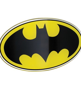 Fan Emblems Batman Domed Chrome Car Decal - 1989 Logo (Black, Yellow and Chrome) Image