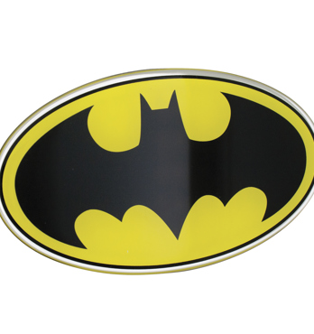 Fan Emblems Batman Domed Chrome Car Decal - 1989 Logo (Black, Yellow and Chrome) Image