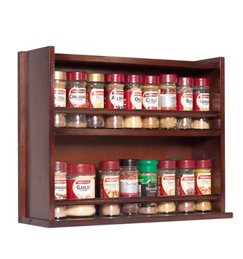 Spice Rack - Wooden - Closed Top - 2 Tiers - Timber Dowel - 36 Spice Jars Image