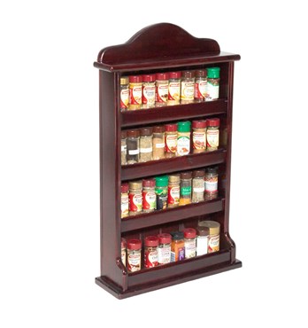 Spice Rack - Wooden - Crown - 4 Tiers - Solid Timber Fence - 32 Spice Jars Image
