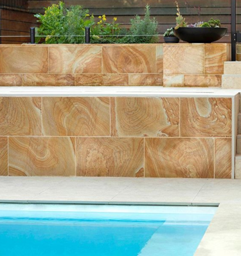 Australian sandstone sawn - ideal to use as tiles, pavers and wall cladding Image