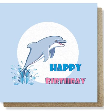 Happy Dolphin Small Greeting Card Image